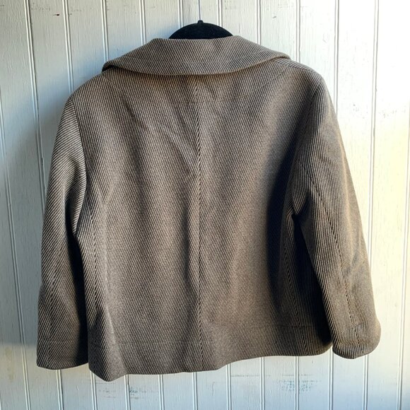 Akris Punto Beige Brown Cream Diagonal Stripe One Button Blazer Jacket - Wool  8 - Picture 8 of 16